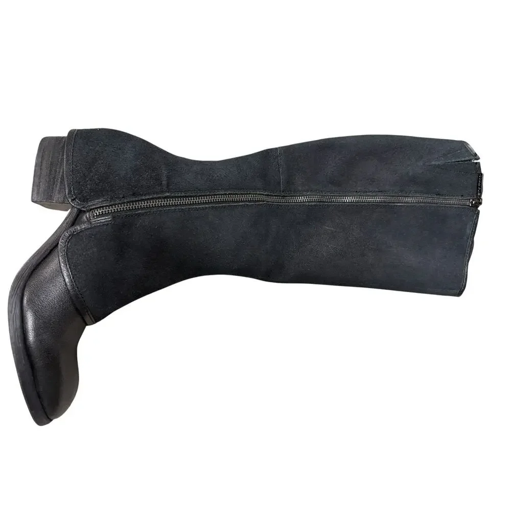 Donald J Pliner Devi6 Tall Black Knee High Riding Moto Biker Leather Boots 6 NIB